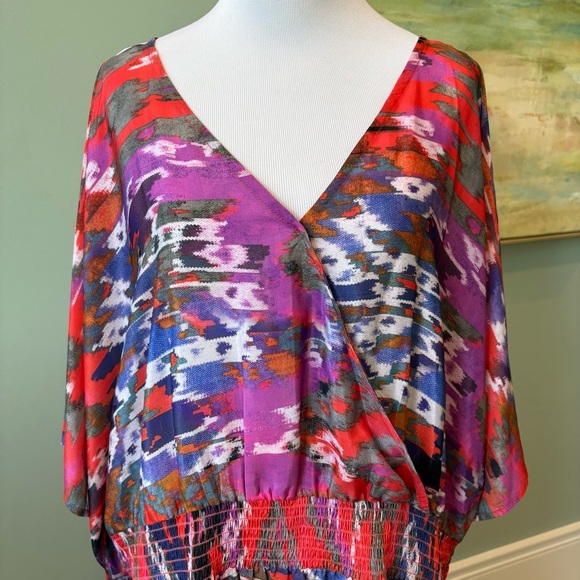 Aztec Coastal Dopamine Vibrant Multicolor Stretch Maxi Dress Sz 3X - Picture 2 of 9